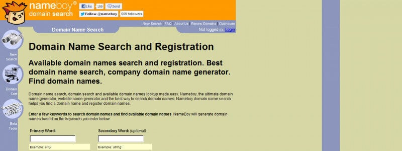 Name Boy Domain Name Generator Home Page